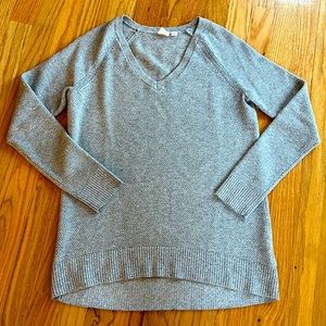 Sparkly Vneck Textured Heather Grey Sweater
